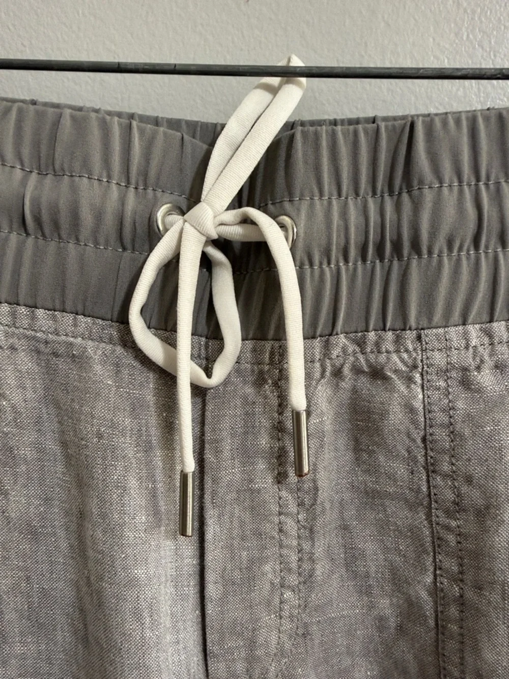 Athleta Light Gray Cabo Wide-Leg Drawstring Linen Pants - Picture 4 of 7